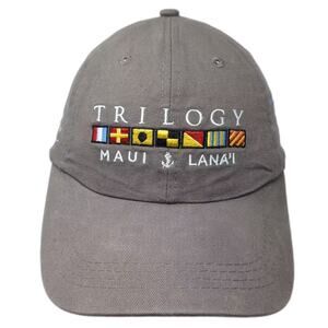 Trilogy Maui Lana'i Hawaii Nautical Flags Gray Slideback Baseball Cap OSFM GPS